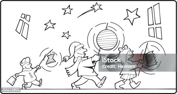 istock Color-in halloween procession 155572893