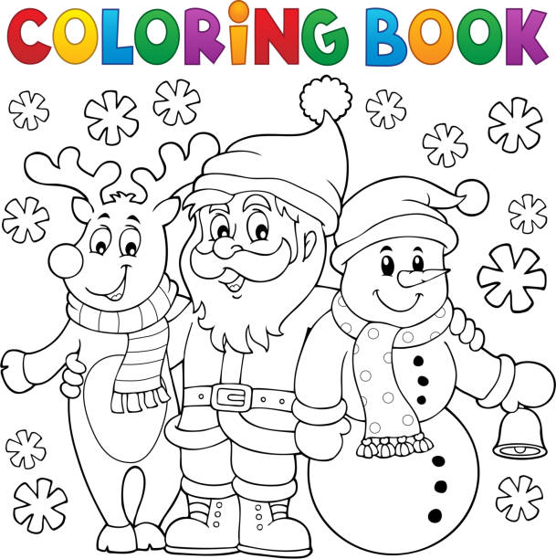 Coloring book Christmas characters Coloring book Christmas characters - eps10 vector illustration. christmas coloring stock illustrations