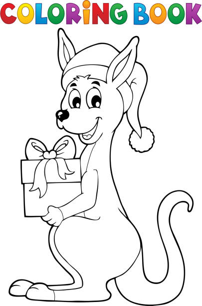 Coloring book Christmas kangaroo Coloring book Christmas kangaroo - eps10 vector illustration. christmas coloring stock illustrations