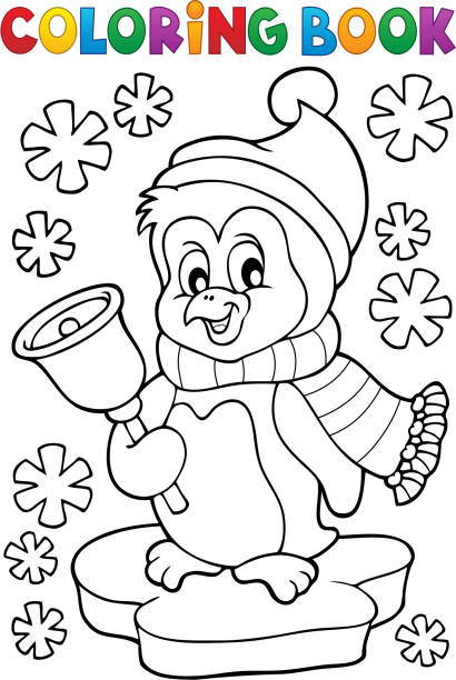 Coloring book Christmas penguin topic 1 Coloring book Christmas penguin topic 1 - eps10 vector illustration. christmas coloring stock illustrations