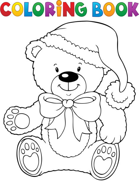Coloring book Christmas teddy bear topic Coloring book Christmas teddy bear topic - eps10 vector illustration. christmas coloring stock illustrations
