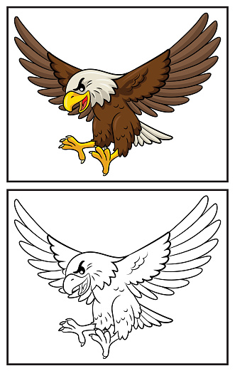 Coloring book cute eagle