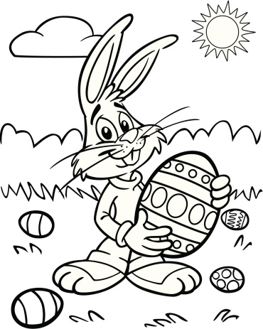 Coloring book Easter Bunny With Egg