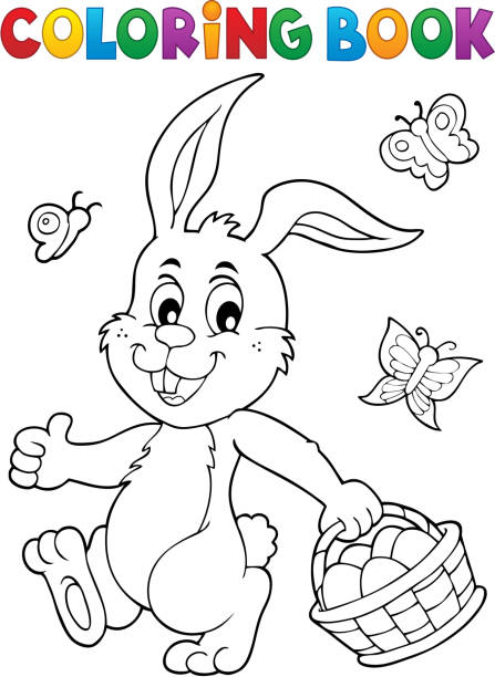 Coloring book Easter rabbit topic 1 Coloring book Easter rabbit topic 1 - eps10 vector illustration. butterfly coloring stock illustrations