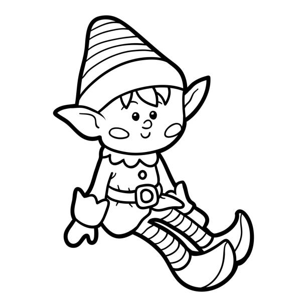 Reindeer and elf coloring pages