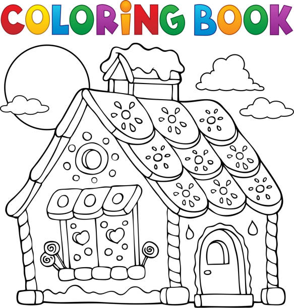 Coloring book gingerbread house theme 1 Coloring book gingerbread house theme 1 - eps10 vector illustration. gingerbread house stock illustrations
