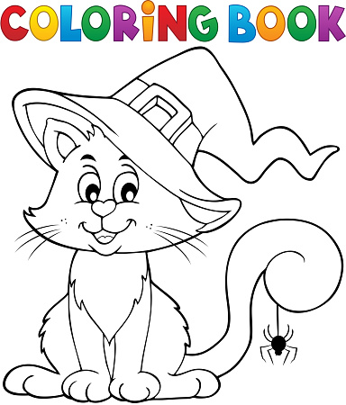 Coloring Book Halloween Cat Theme 2 Stock Illustration - Download Image