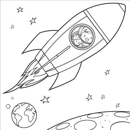 Coloring Book, Kids going into space
