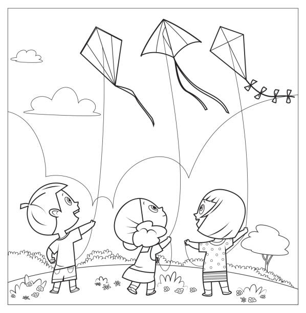103 Boy Flying Kite Drawing Illustrations Clip Art Istock