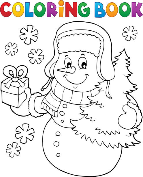 Coloring book snowman topic 6 Coloring book snowman topic 6 - eps10 vector illustration. christmas coloring stock illustrations