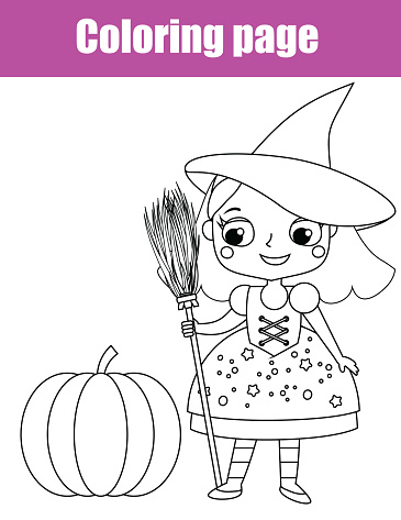 coloring page halloween witch educational children game