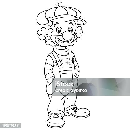 Mutlu Palyaco 8 Boyama Kitabi Clipart Goruntusu