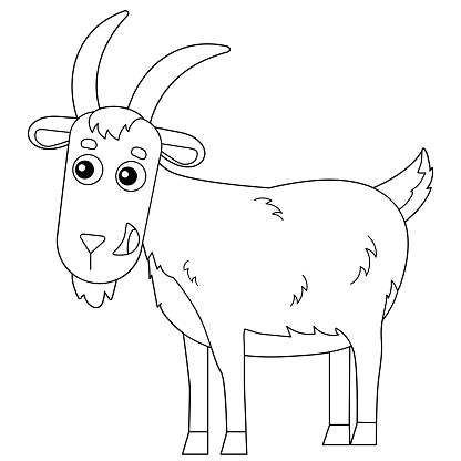 Coloring Page Outline Of Cartoon Goat Farm Animals Coloring Book For ...