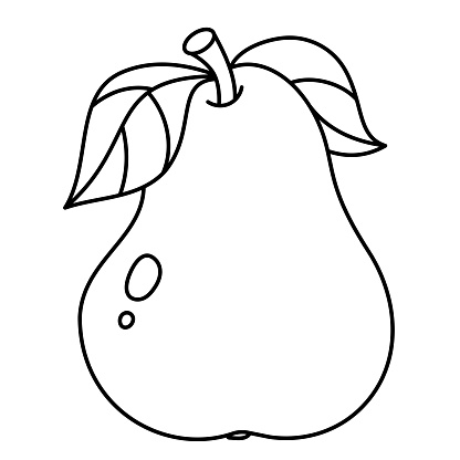 Coloring Page Outline of cartoon sweet pear. Summer fruit. Coloring book for kids.