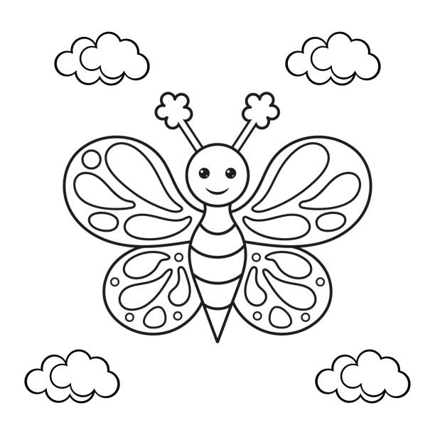 Coloring page with a butterfly. Vector Illustration. Coloring page with a butterfly. Vector Illustration. butterfly coloring stock illustrations