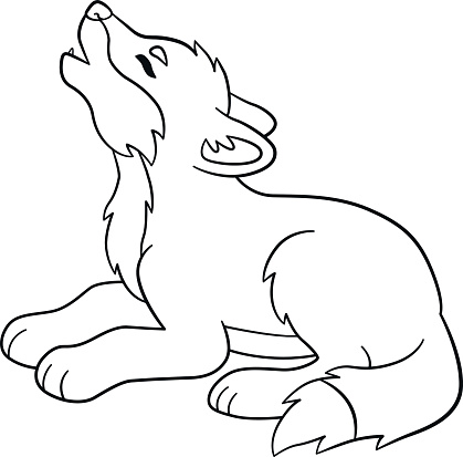 Download Coloring Pages Little Cute Baby Wolf Howls Stock ...