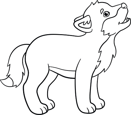 Download Coloring Pages Little Cute Baby Wolf Howls Stock ...