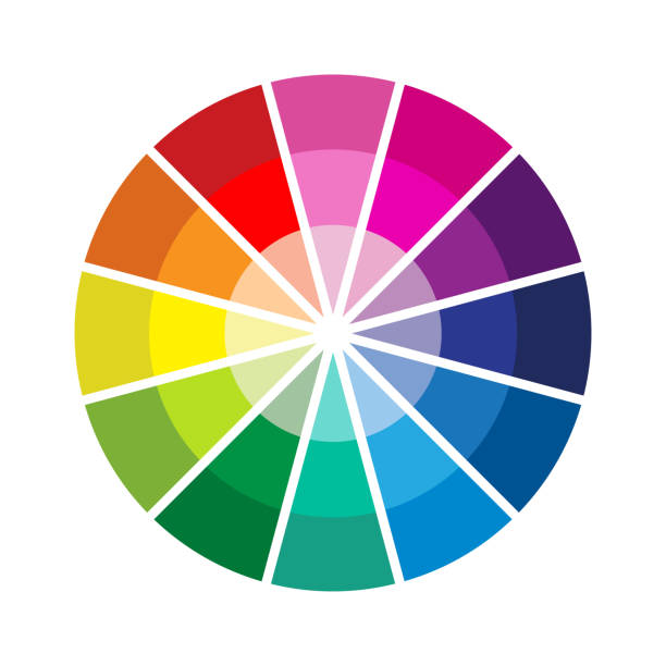 Colour wheel compass Colour wheel compass artist's palette stock illustrations