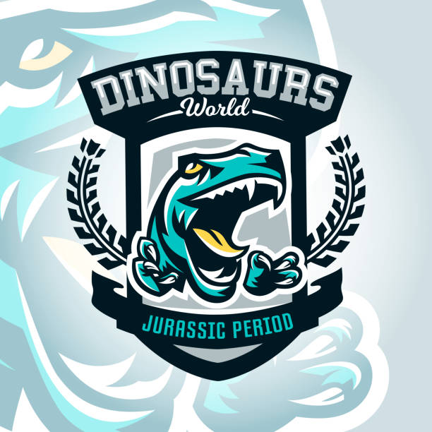 Colourful emblem, icon, dangerous raptor ready to attack, sharp claws, dinosaur of the Jurassic period. Vector illustration, sporty and dynamic style, printing on T-shirts Colourful emblem, icon, dangerous raptor ready to attack, sharp claws, dinosaur of the Jurassic period. Vector illustration, sporty and dynamic style, printing on T-shirts. t rex foot stock illustrations