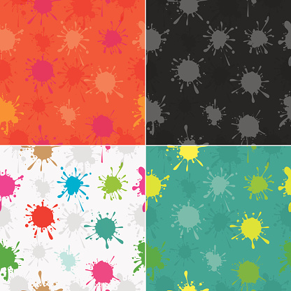 Colourful paint splatters seamless pattern