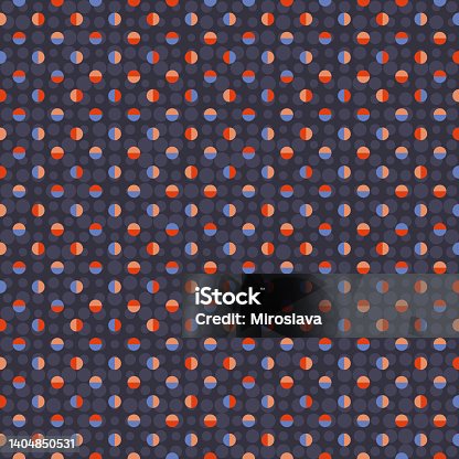 istock Colourful Polka-Dots on a dark purple background - seamless vector pattern. 1404850531