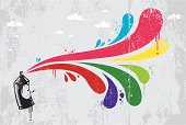 istock Colourful spray graffiti background 455327001