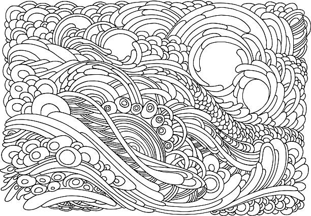 Colouring page with flowers Background with flowers and plants. Black and white doodle vector illustration. Coloring book for adult and older children. Coloring page. Outline drawing. adult stock illustrations