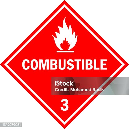 istock Combustible chemical warning sign. 1342279061