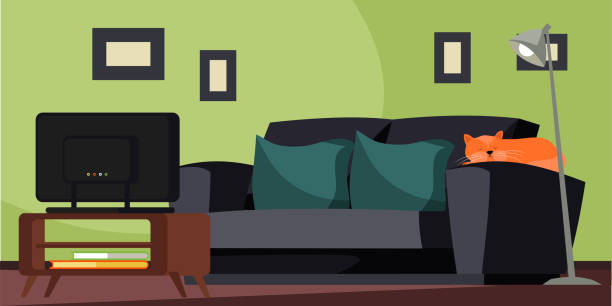 Comfortable living room flat vector illustration. Home interior...
