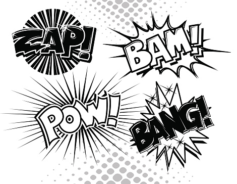 Comic Book Action Words, Pow, Bam, Zap, Bang