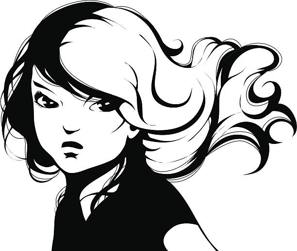 Comic book girl vector art illustration