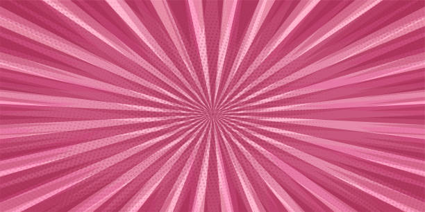 Comic book pop art strip radial on pink background vector art illustration