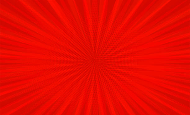 Comic book pop art strip radial on red background vector art illustration