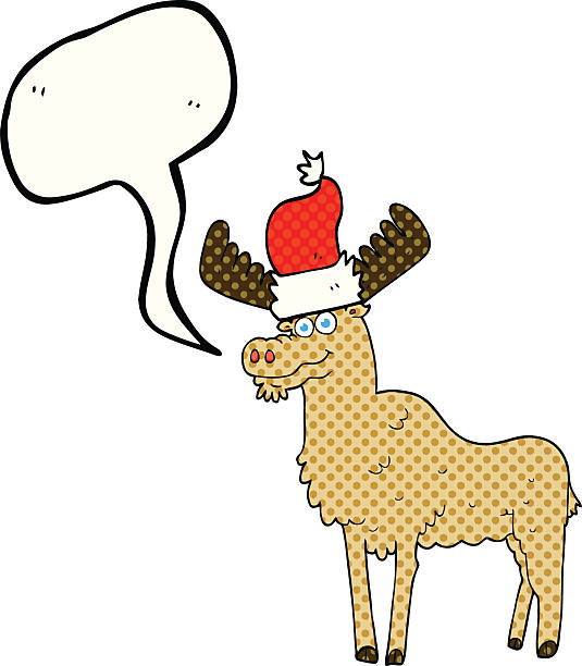 комикс слова мультяшный пузырек рождество лось - crazy moose stock illustra...