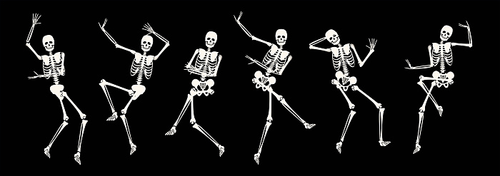 Comic dancing skeleton for party or holiday design