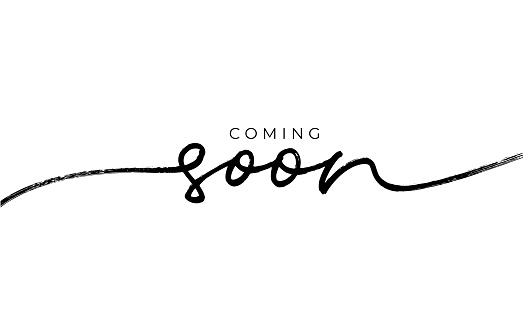 Coming soon ink brush vector lettering. Promotion or announcement banner. Modern vector calligraphy.