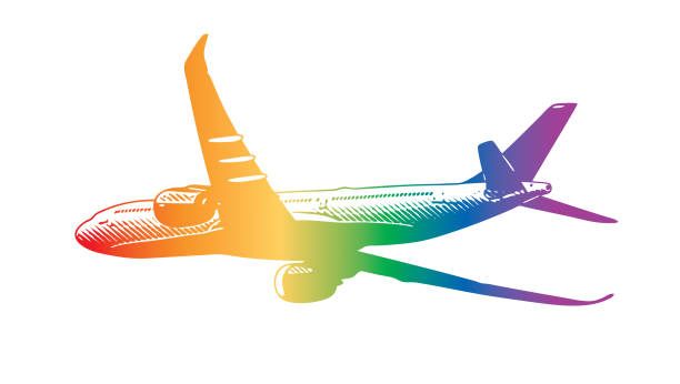 lot samolotem komercyjnym, na białym tle - progress pride flag stock illustrations