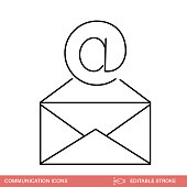 Contact line icon on a transparent background. The black lines are editable.