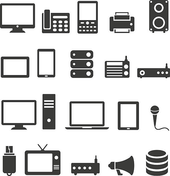 Communication device icons Communication device icons laptop symbols stock illustrations
