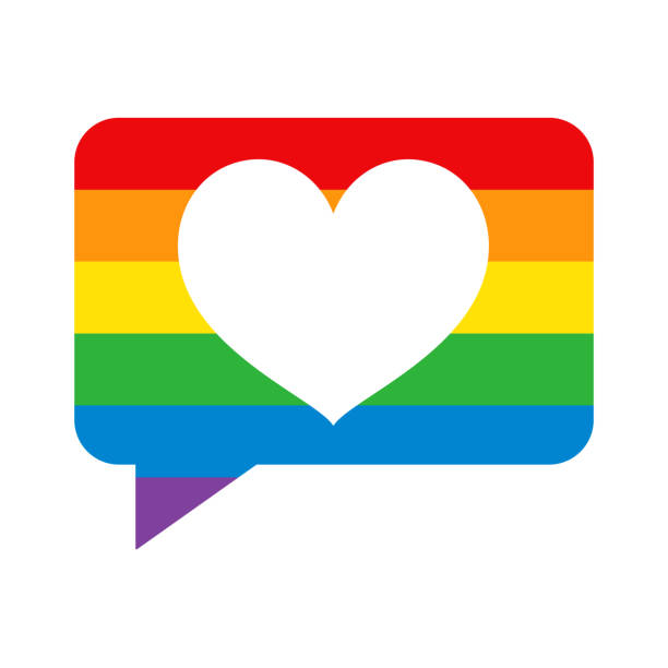 Communication Pride Icon A flat design Pride icon with long side shadow. File is built in the CMYK color space for optimal printing. Color swatches are global so it’s easy to change colors across the document. gay pride symbol stock illustrations