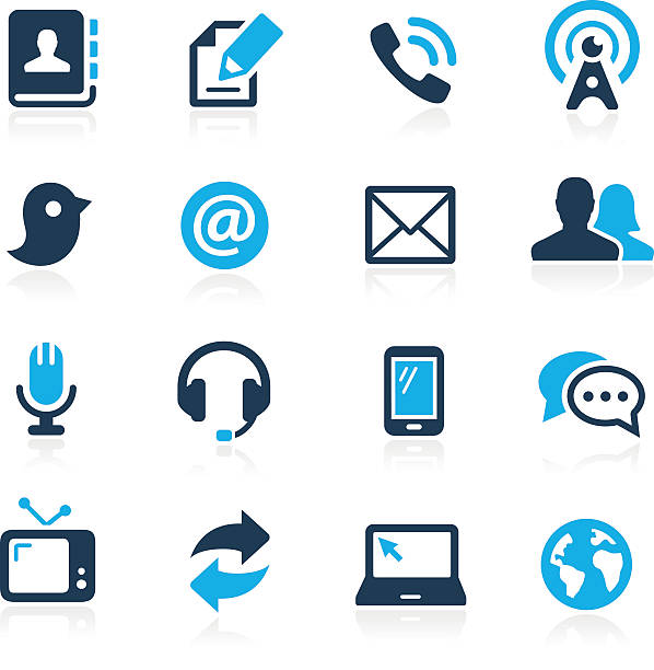Communications Icons // Azure Series Telecommunications vector icons for your website or presentations. following moving activity stock illustrations