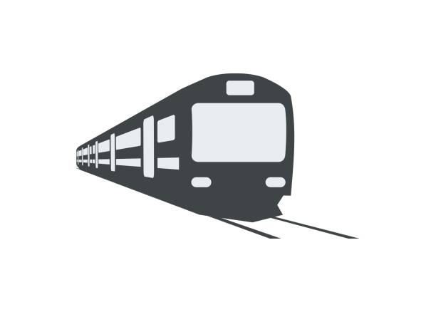 帶大前窗的通勤列車。透視視圖中的輪廓 - 地鐵 鐵路運輸 幅插畫檔、美工圖案、卡通及圖標