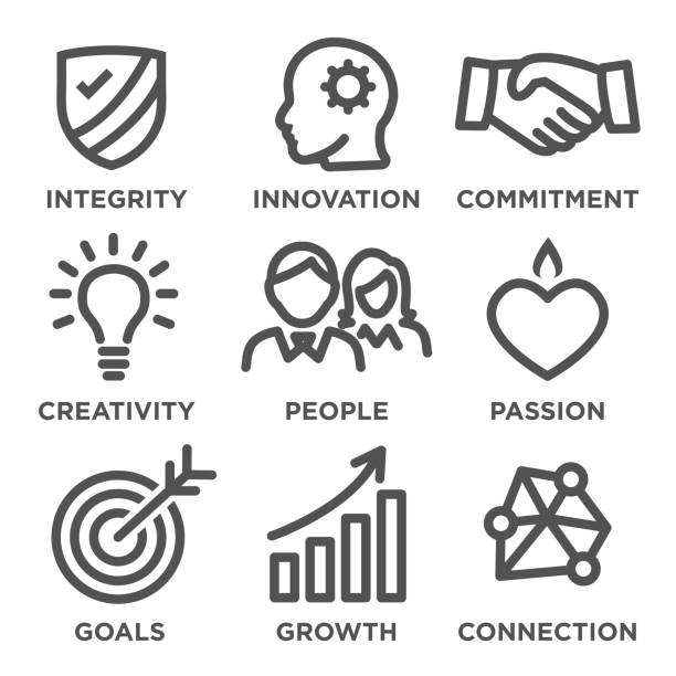 Company Core Values Outline Icons for Websites or Infographics Company Core Values Outline Icons for Websites - Infographics dedication stock illustrations
