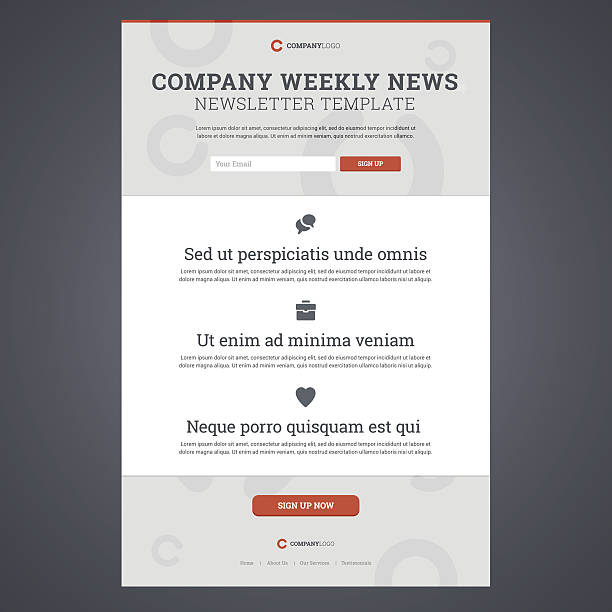 Company news newsletter template. Company news newsletter template with sign up form. Vector illustration. email templates stock illustrations