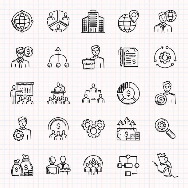 Company Structure Hand Drawn Icons Set, Doodle Style Vector Illustration Company Structure Hand Drawn Icons Set, Doodle Style Vector Illustration recruitment drawings stock illustrations