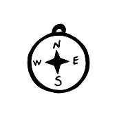 istock compass hand drawn doodle. vector, minimalism, scandinavian, monochrome, nordic, sketch. icon, sticker. cardinal points, orientation, direction, hike. 1351813725