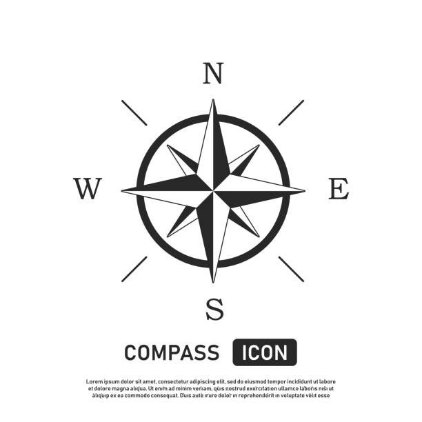 Compass icon. Location symbol. West north south east indicator. Navigation element. vector art illustration