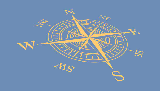 Compass icon Wind Rose Emblem west direction stock illustrations