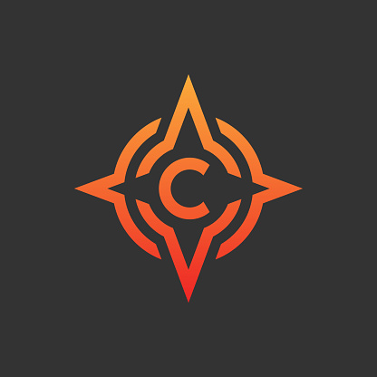 compass initial Letter C icon design
