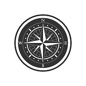 Compass graphic icon. Wind rose sign. Compass vintage symbol isolated on white background. Vector illustration